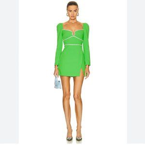SELF-PORTRAIT Green Diamante-Embellished Crepe Mini Dress, Size 0. Never Worn.